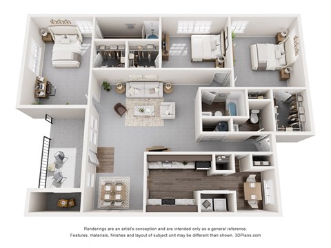 Floor plan for 3 beds, 2.5 baths, 1641 sqft